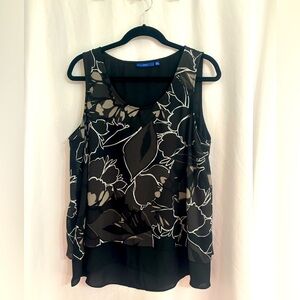 Cute Black & White Floral Tank